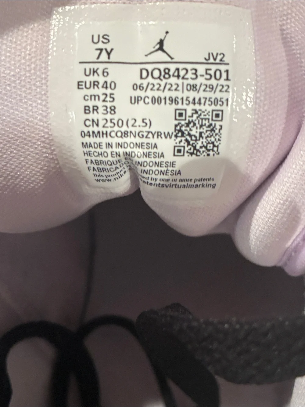 Size 7Y Jordan 1 Mid Barely Grape DQ8423-501